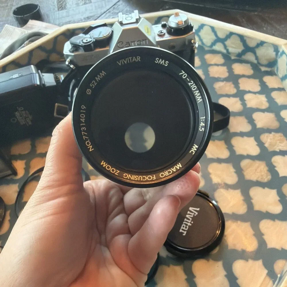 Canon AE-1 Program 35mm SLR Film Camera with 50mm Lens Kit Flash 70-210 Mm Lens